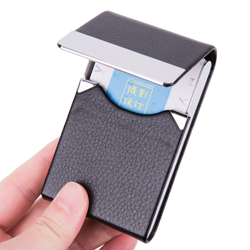 Card Top Loader - 1-teiliges Visitenkartenetui für Herren, schmal, PU-Leder,