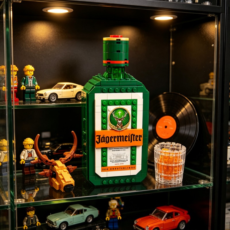 Building Block Mini - Jägermeister Likörflasche Baustein-Set Mini-Bausteine mit Hirschkopf-Modell