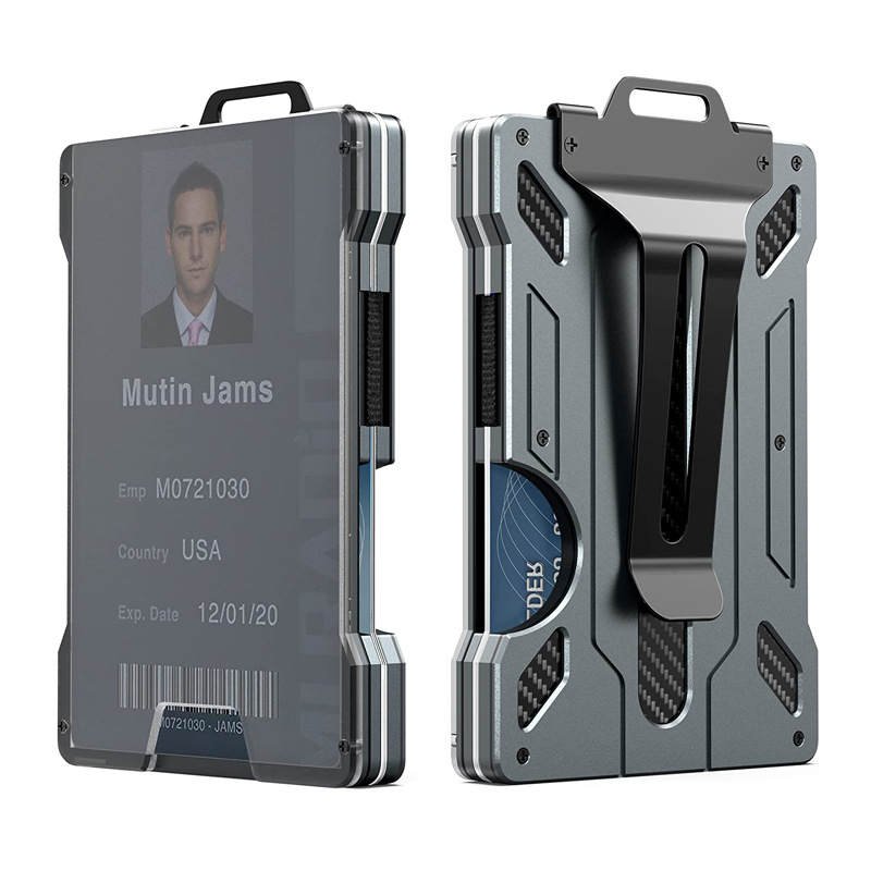 Card Top Loader - RFID Mode-Kartenetui Kreditkartenhalter mit Mehrfach-Kartenfächern Aluminium