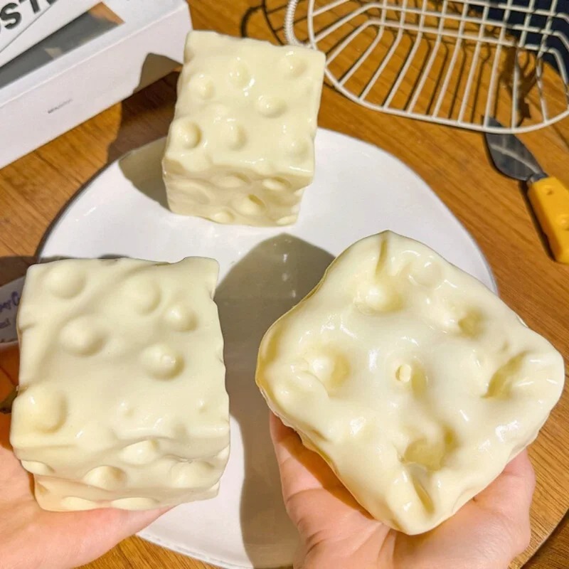 Fidget Cube Original - Taba Squishy Käsewürfel Stressball, Formbarer Quetschball,
