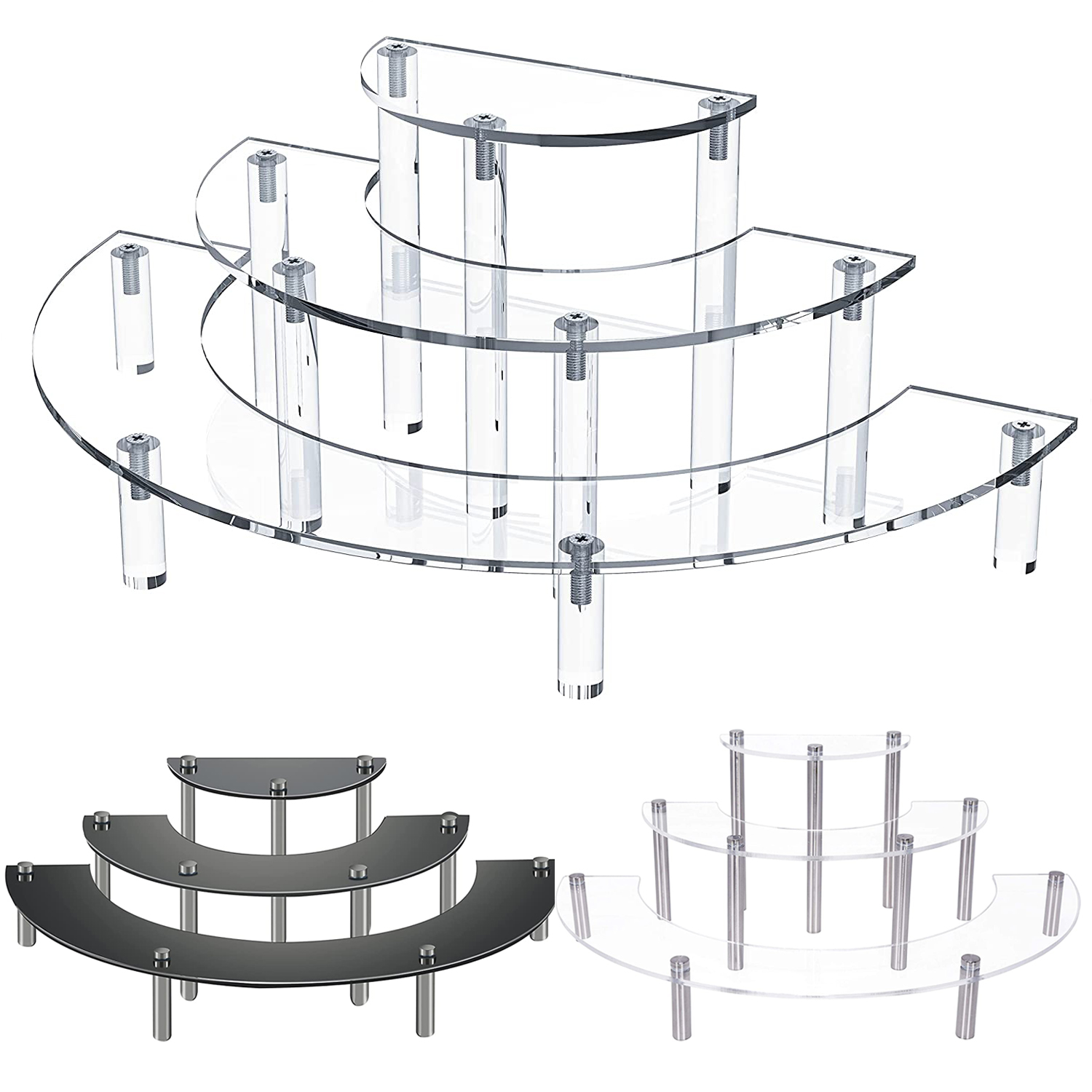 Pop Display Shelf - 3-Tier Acryl Runde Cupcake Dessert Stand-Riser